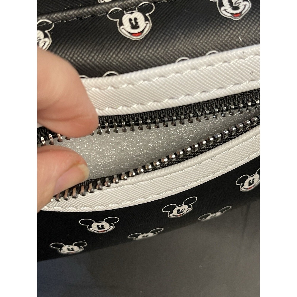 Disney Parks Loungefly Mickey Mouse Faces Mini Backpack Wristlet Black White NWT - Picture 10 of 11